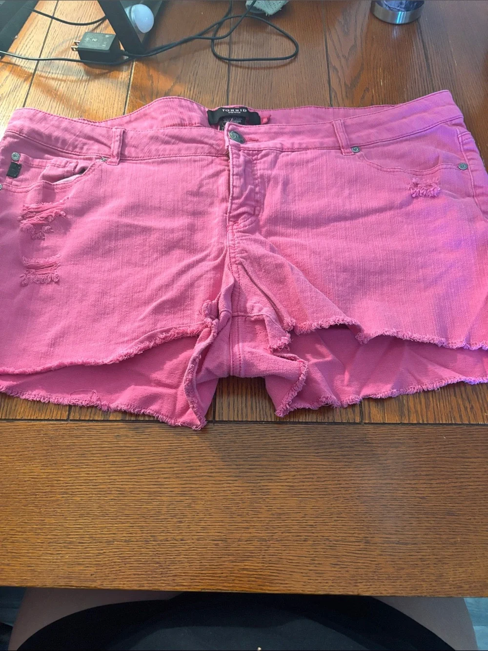 torrid Pink Distressed Denim Cutoff Shorts